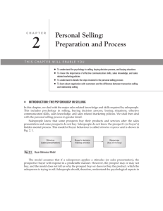 Personal Selling: Preparation and Process