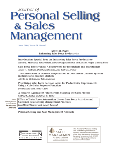 Personal Selling Management - The Sales Management Association