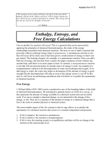 Enthalpy, Entropy, and Free Energy Calculations