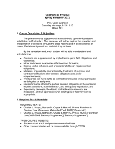 Spring Semester 2010 Contracts II Syllabus Prof. Carol Swanson