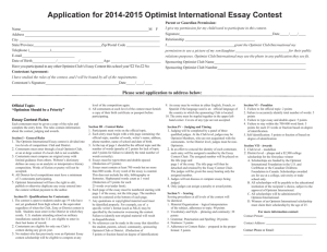 Application for 2014-2015 Optimist International Essay Contest