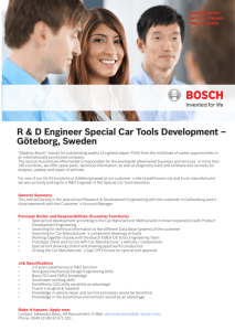 R & D Engineer Special Car Tools Development – Göteborg, Sweden