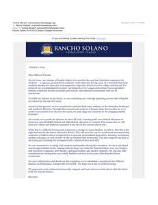 Rancho Solano 2014-2015 Campus Changes Announced