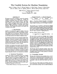 The Candide System for Machine Translation