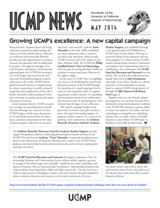 Growing UCMP's excellence: A new capital campaign MAY 2014