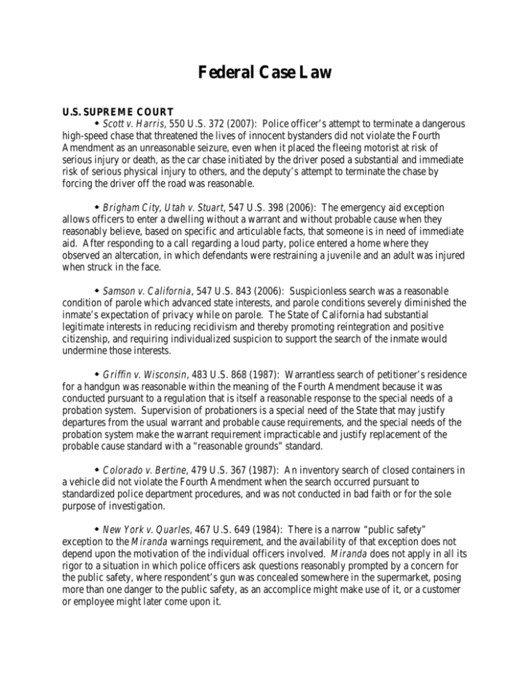 Federal Case Law