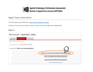 Screenshots of Apply Texas Instructions - BAAS