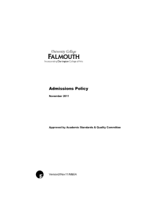 Admissions Policy - Falmouth University