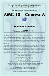 aMC 10 – Contest a Solutions Pamphlet