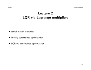 Lecture 2 LQR via Lagrange multipliers