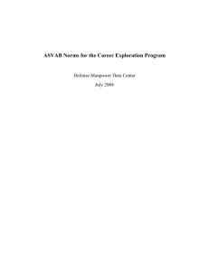 ASVAB Norms for the Career Exploration Program