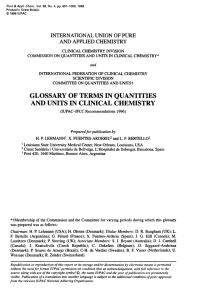 glossary of terms in quantities and units in clinical chemistry