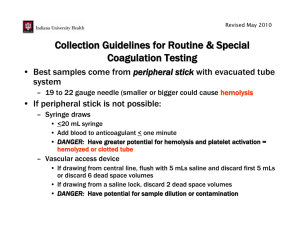 Collection Guidelines for Routine & Special Coagulation
