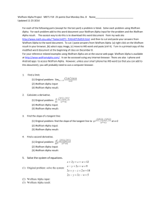 Computer project assignment using Wolfram alpha in pdf format
