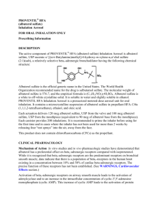 PROVENTIL® HFA (albuterol sulfate) Inhalation Aerosol FOR ORAL