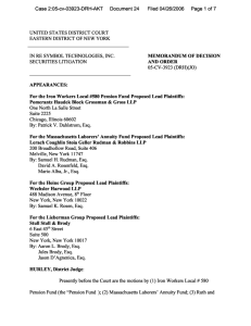 In Re: Symbol Technologies, Inc. Securities Litigation 05-CV