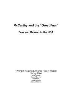 McCarthy and the “Great Fear” - College of Urban & Public Affairs