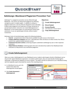 SafeAssign: Blackboard Plagiarism Prevention Tool
