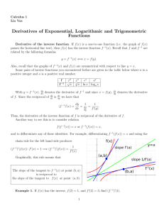 Derivatives of Exponential, Logarithmic and Trigonometric Functions
