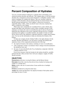 Percent Composition of Hydrates