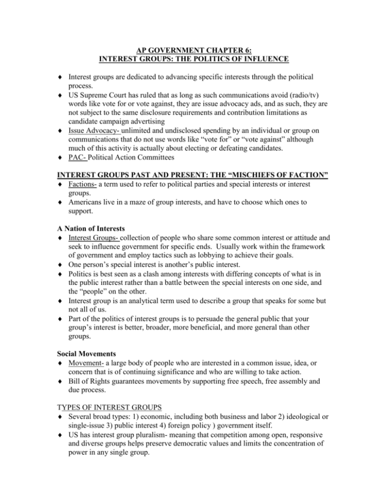 AP GOVERNMENT CHAPTER 6 