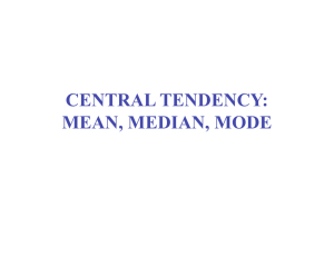 CENTRAL TENDENCY: MEAN, MEDIAN, MODE