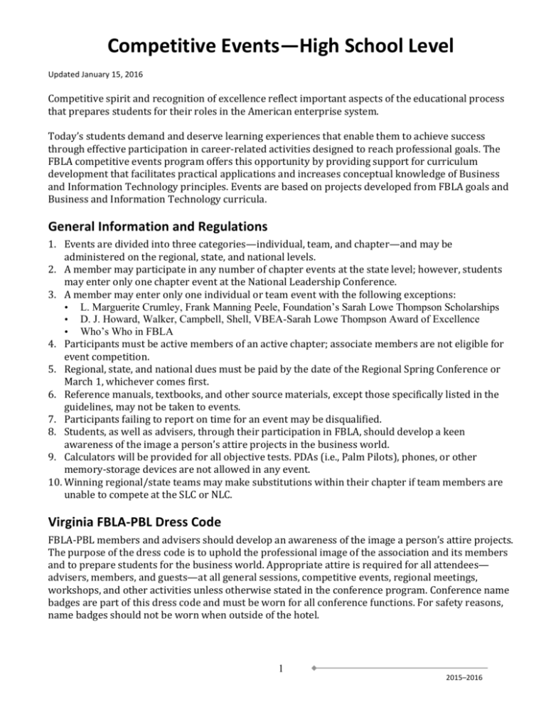 FBLA Competitive Events Virginia s CTE Resource Center