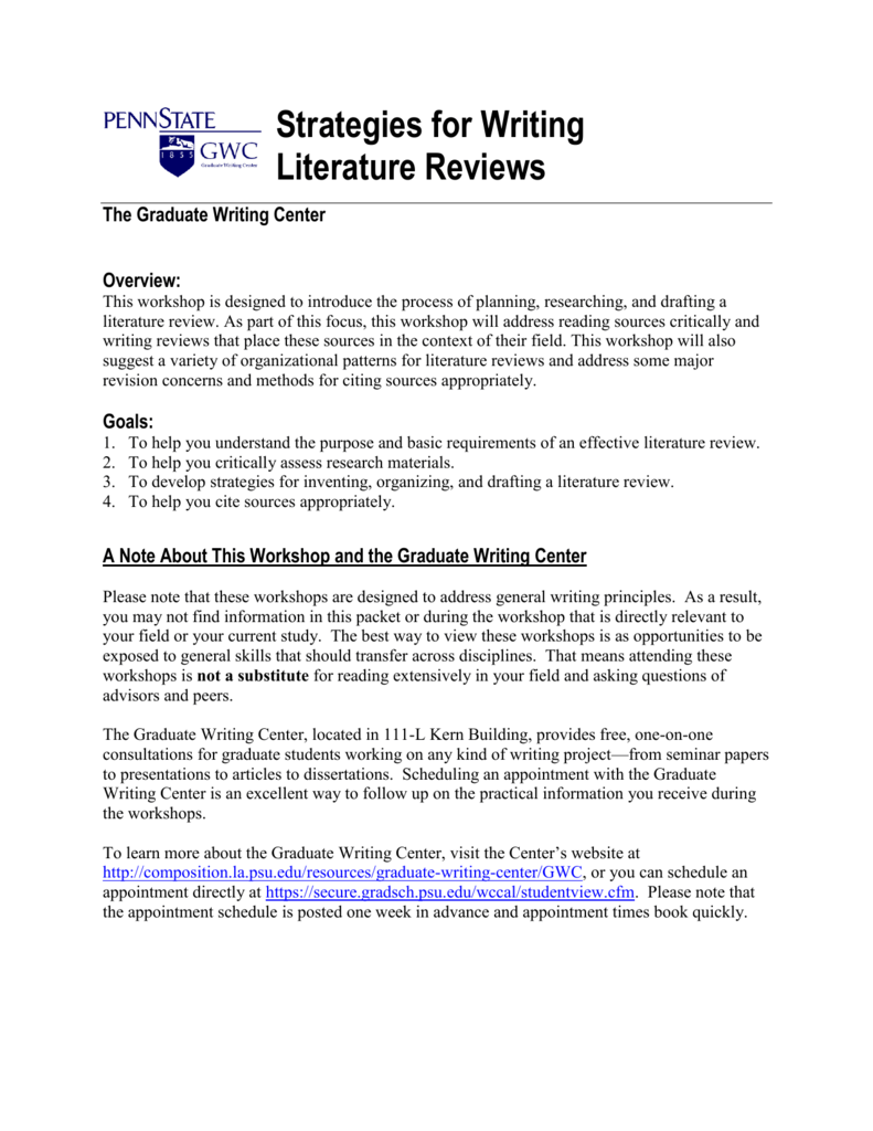 Strategies for Writing Literature Reviews