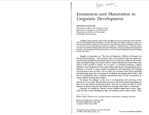 Innateness and Maturation Linguistic Development