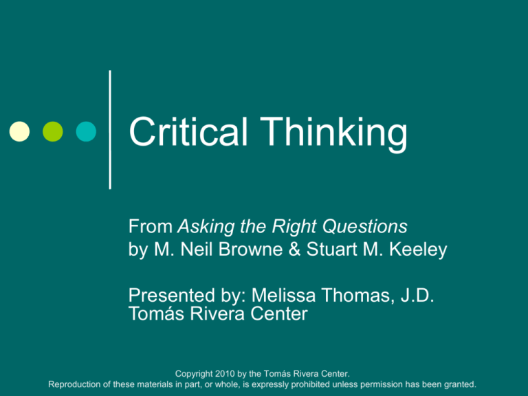 critical thinking the art of critical questioning