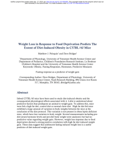 Weight Loss in Response to Food Deprivation Predicts The