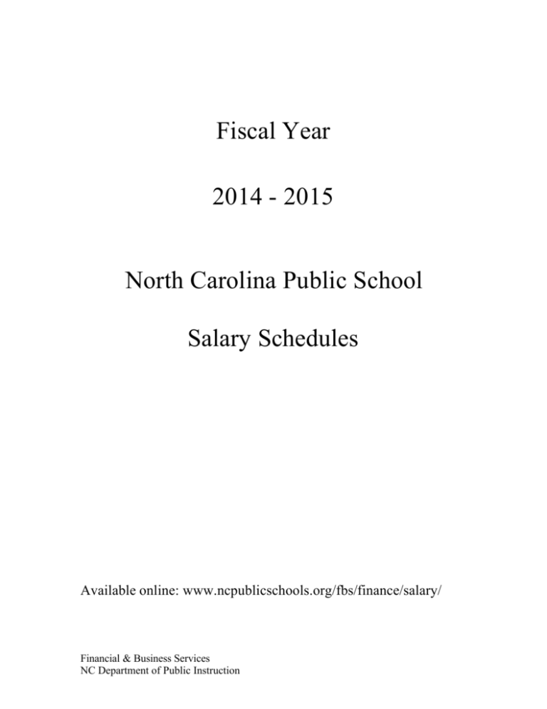 NC Public Schools Salary Schedule 2014-2015