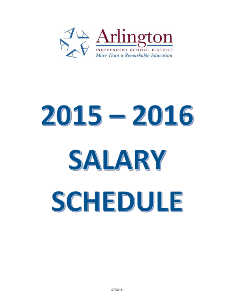 Salary Schedule Arlington Independent School District