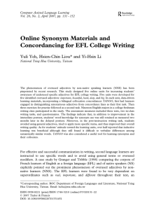 Online Synonym Materials and Concordancing for