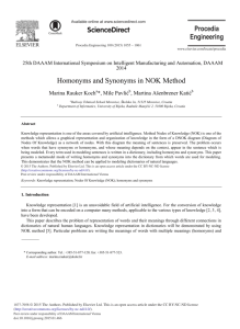 Homonyms and Synonyms in NOK Method