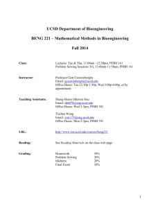 UCSD Department of Bioengineering BENG 221 – Mathematical