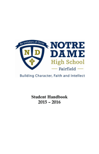 Student Handbook 2015 – 2016 - Notre Dame Catholic High School