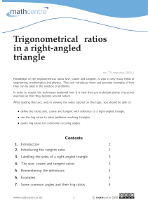 Trigonometrical ratios in a right-angled triangle
