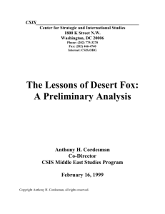 The Lessons of Desert Fox: A Preliminary Analysis