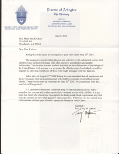 Letter from Rev. Terry W. Specht denying exemption from mandatory