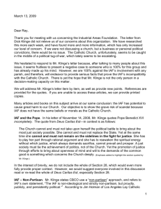 Letter to Ray Haefele on IAF