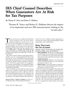 IRS Chief Counsel Describes When Guarantors Are At Risk for Tax
