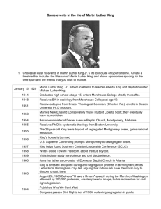 Some events in the life of Martin Luther King