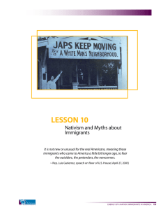 Lesson 10: Nativism and Myths about Immigrants