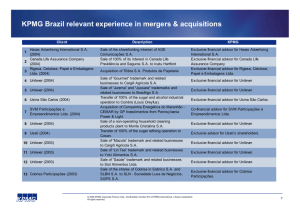 KPMG Brazil relevant experience in mergers & acquisitions