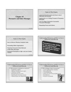 Chapter 10 Persuasive and Sales Messages