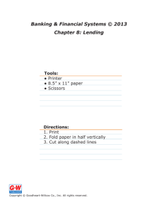 Banking & Financial Systems © 2013 Chapter 8: Lending