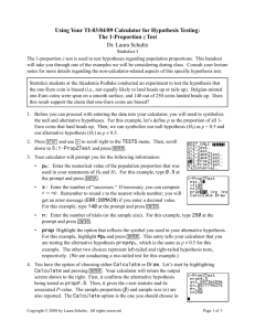 Using Your TI-83/84/89 Calculator for Hypothesis Testing: The 1