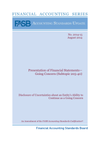 Presentation of Financial Statements— Going Concern