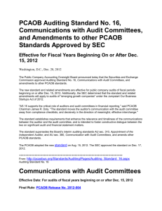 PCAOB Auditing Standard No. 16, Communications with Audit